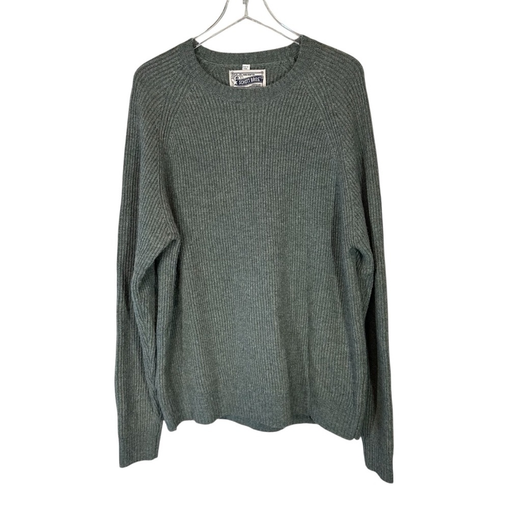 SCHOTT BROS. Men's XL Green Grey Wool Crewneck Fisherman Sweater Raglan Sleeve